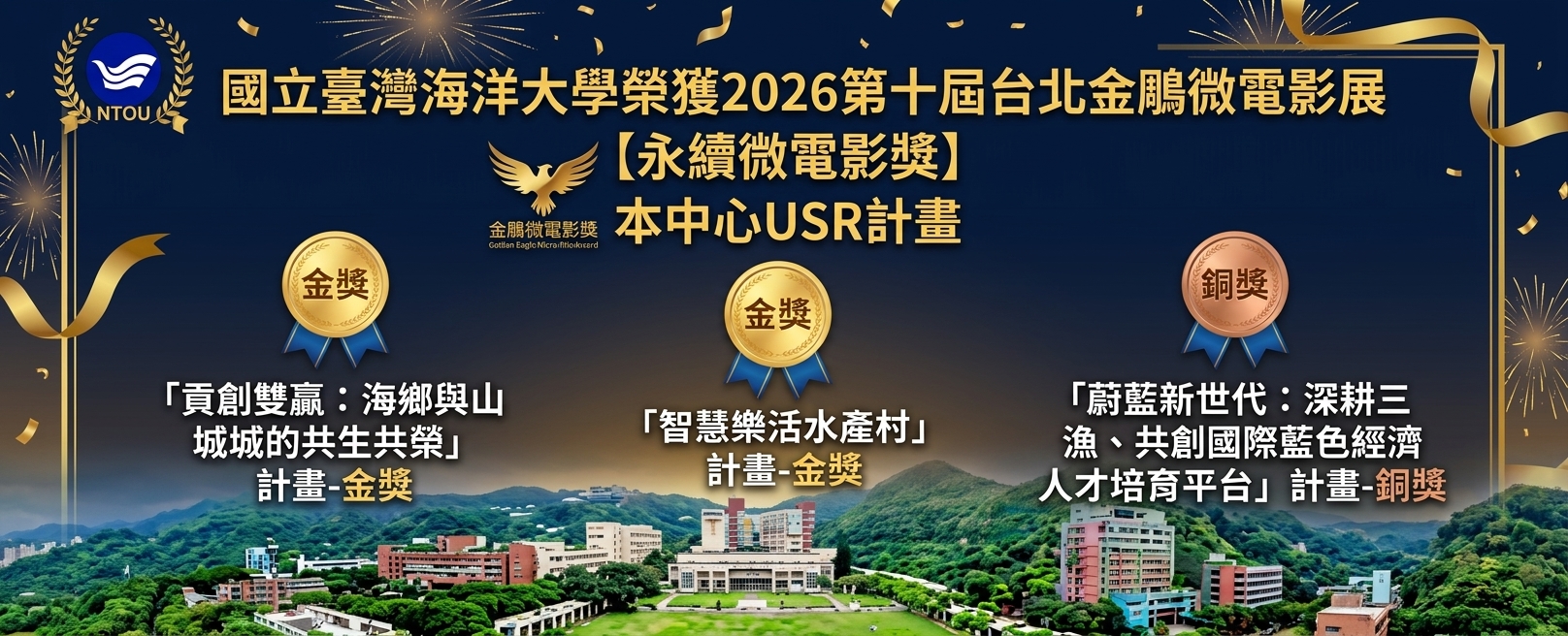 本中心USR計畫榮獲2026第十屆台北金鵰微電影展 【永續微電影獎】2金1銅肯定